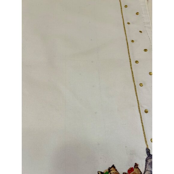 Set Of 4 White Embroidered Yorkie Placemats & Napkins Danbury Mint - Picture 6 of 13